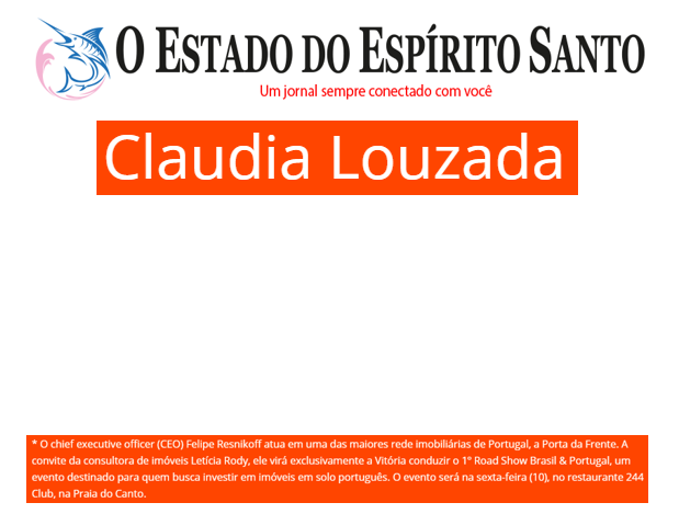 07/11/2017 - Site O Estado do Espirito Santo / Coluna Claudia Louzada 